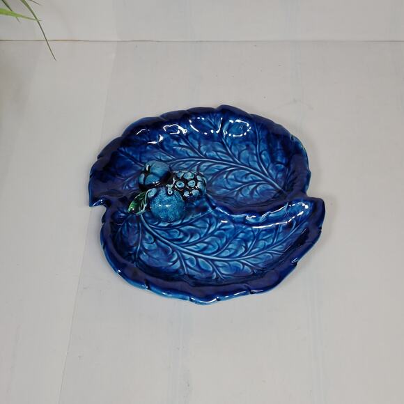Vintage Inarco Blue Mood Indigo Divided Relish Dish Tidbit Tray - Picture 1 of 4